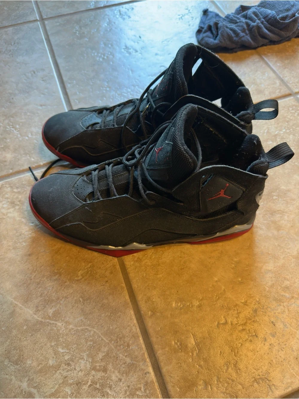 Jordan Black and Red Men's High-Top Sneakers